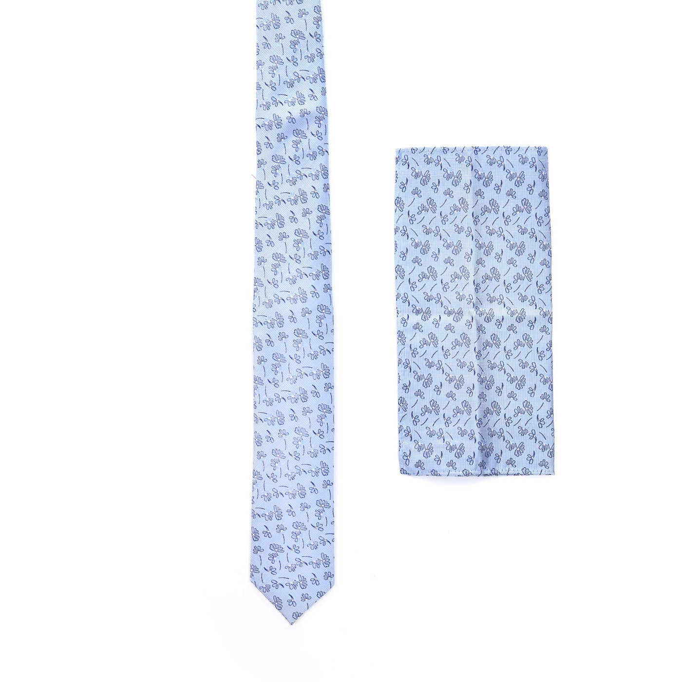 Remus Uomo Floral Tie & Hank Set in Sky Blue Set