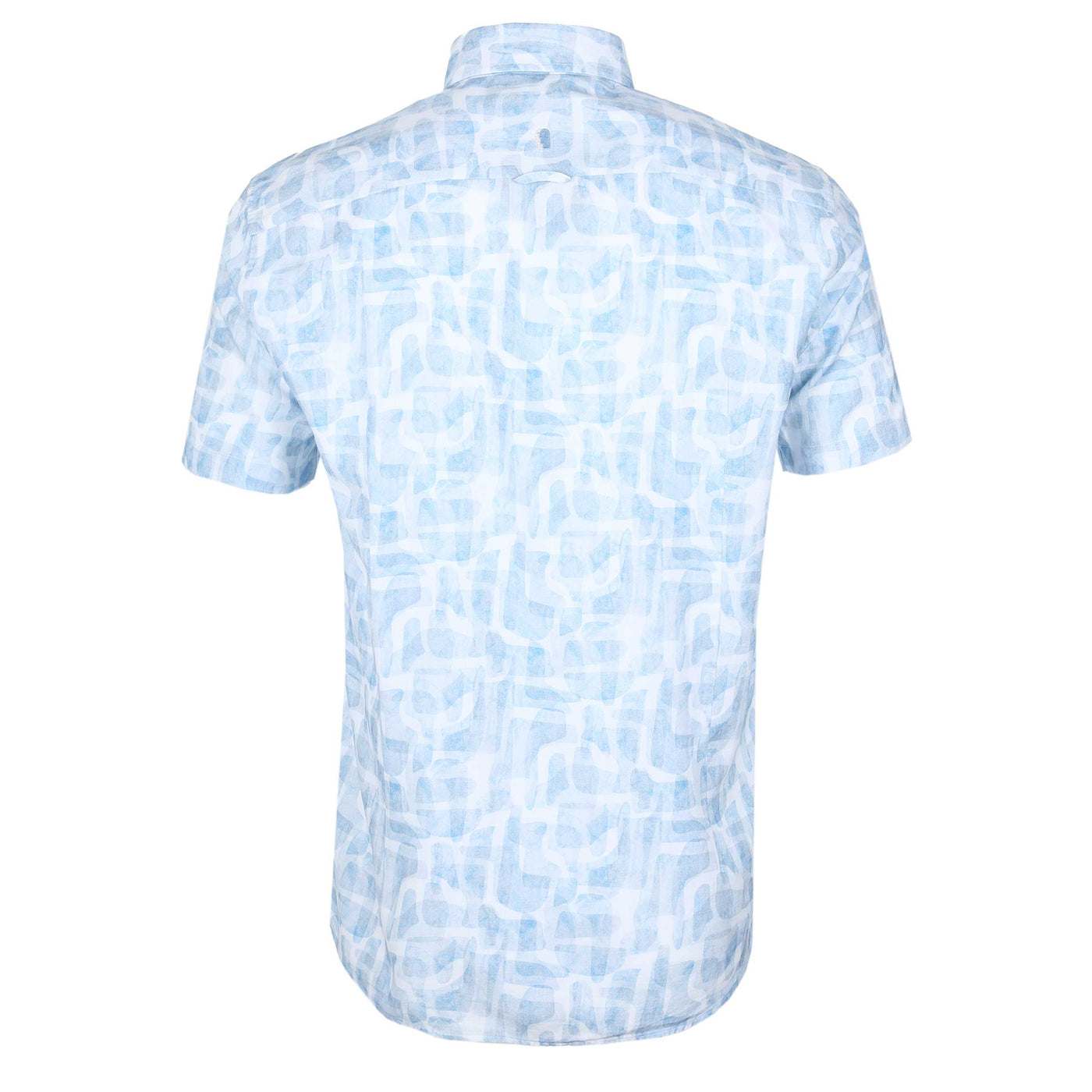 Remus Uomo Geometric Design SS Shirt in Sky Blue Back