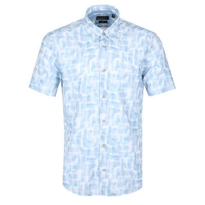 Remus Uomo Geometric Design SS Shirt in Sky Blue