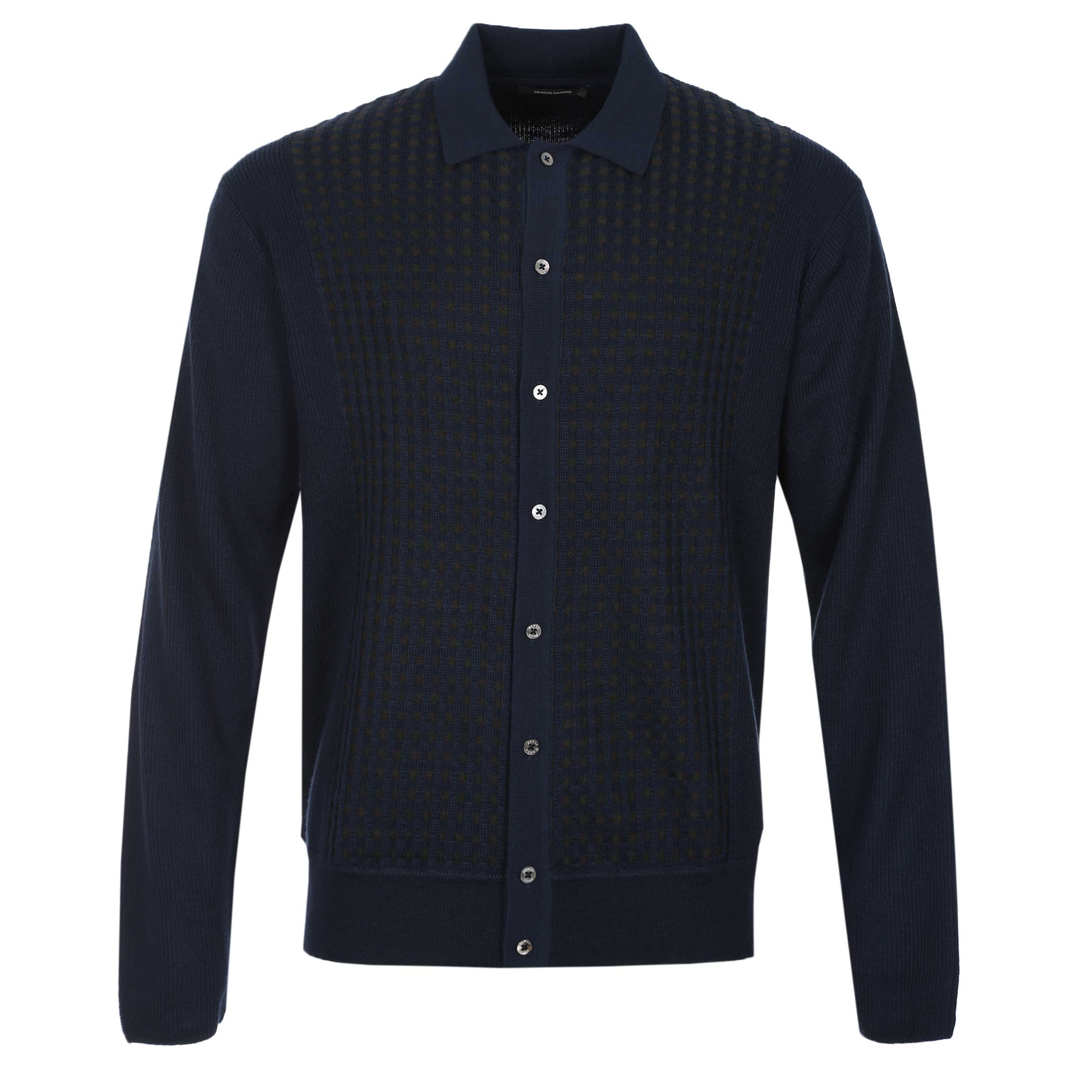 Remus Uomo Heavy Textured Cardigan in Navy