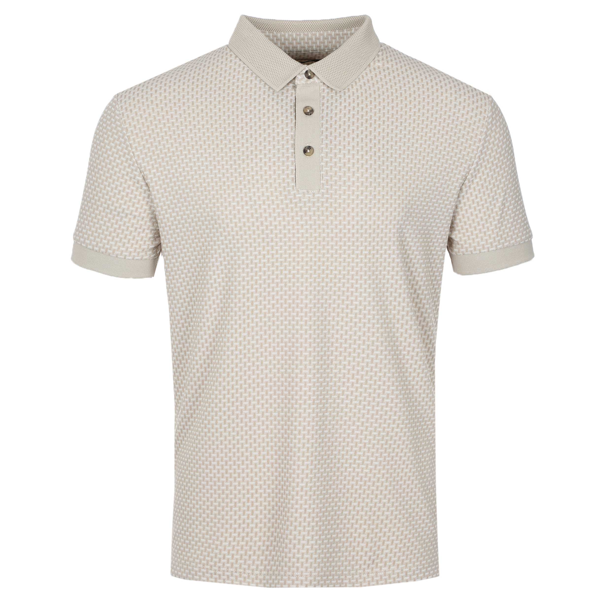 Remus Uomo Jacquard Polo Shirt in Beige