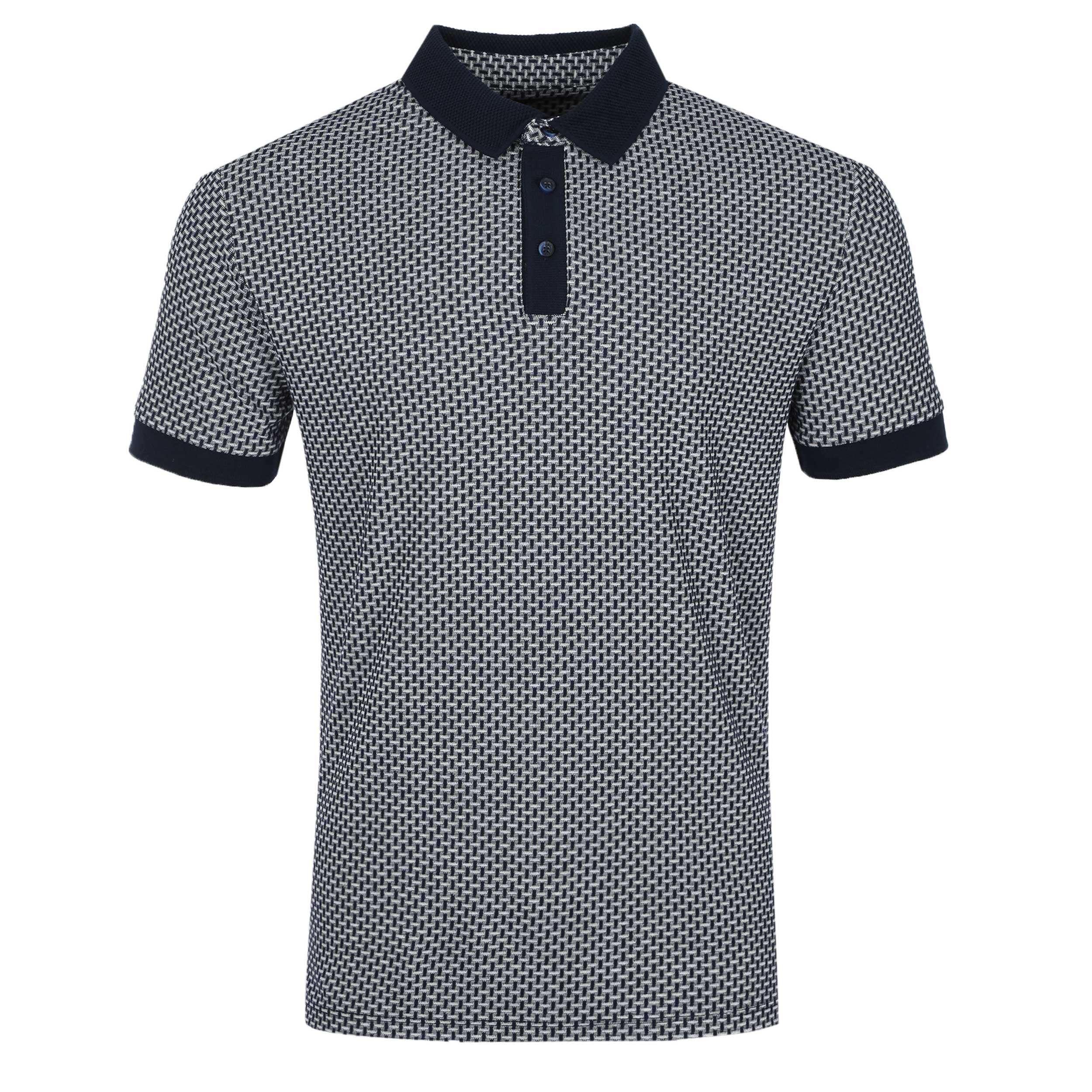 Remus Uomo Jacquard Polo Shirt in Navy