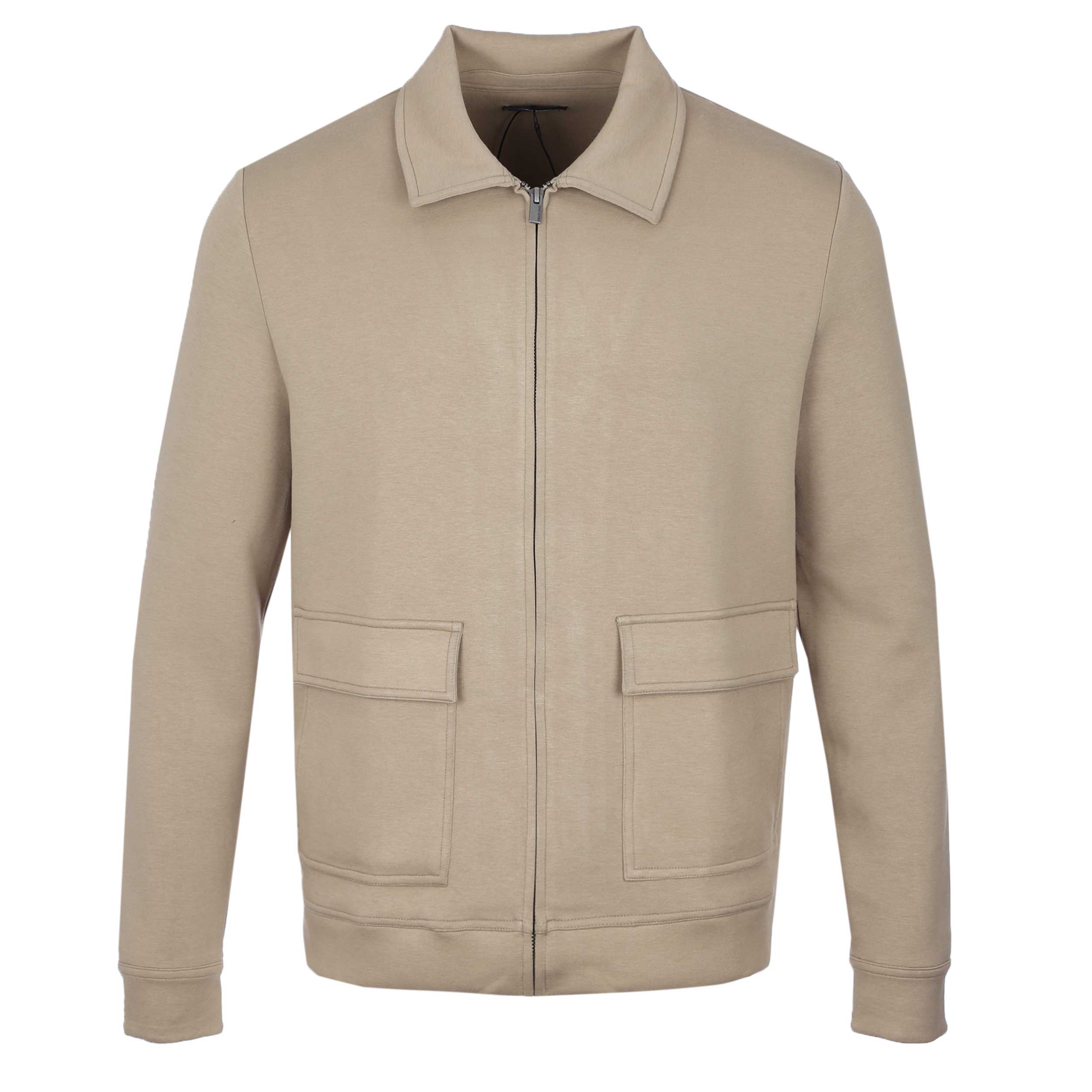 Remus Uomo Jersey Zip Through Sweatshirt in Beige