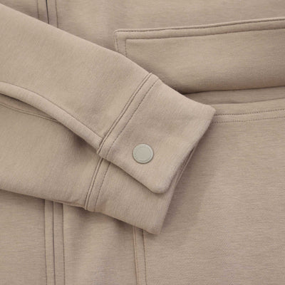 Remus Uomo Jersey Zip Through Sweatshirt in Beige Cuff