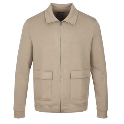 Remus Uomo Jersey Zip Through Sweatshirt in Beige