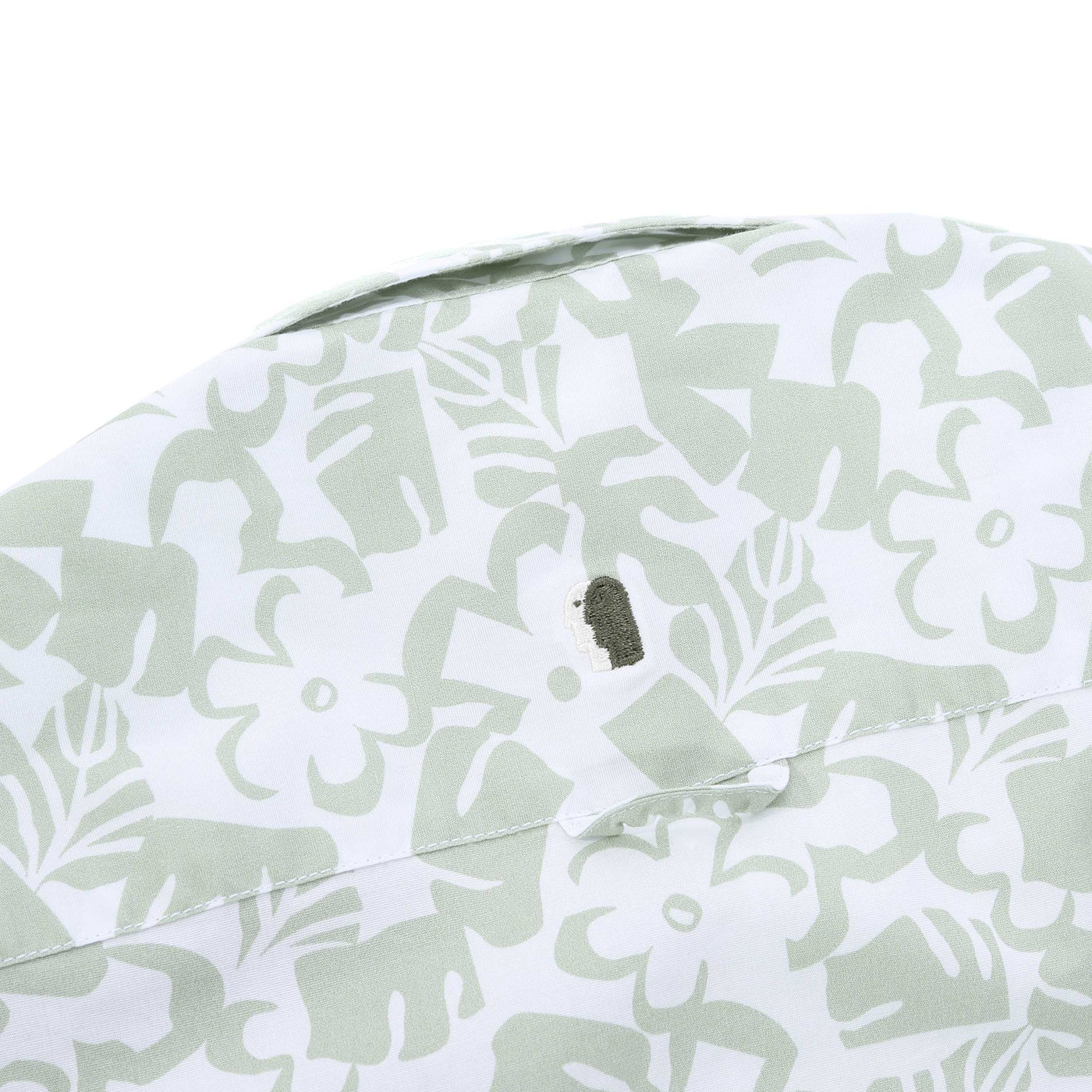Remus Uomo Leaf Floral Print Short Sleeve Shirt in Mint White Nape Logo