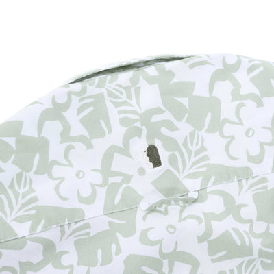 Remus Uomo Leaf Floral Print Short Sleeve Shirt in Mint White Nape Logo