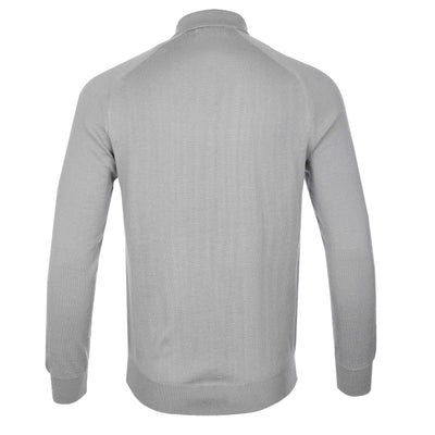 Remus Uomo Micro Grid Knitted Polo in Grey Back
