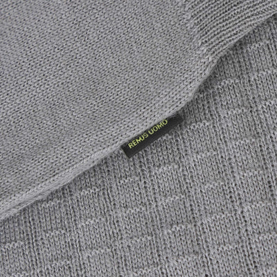 Remus Uomo Micro Grid Knitted Polo in Grey Logo Tab