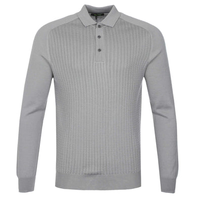 Remus Uomo Micro Grid Knitted Polo in Grey