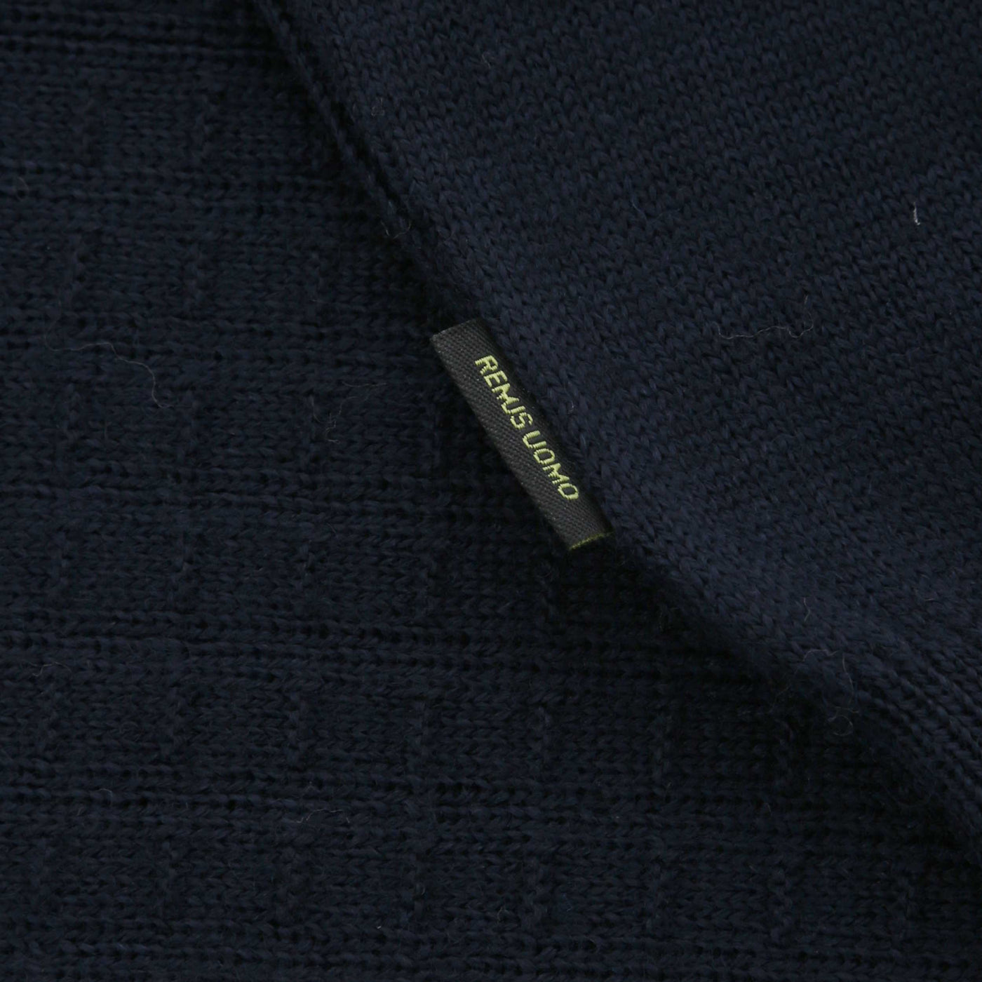 Remus Uomo Micro Grid Knitted Polo in Navy Logo Tab