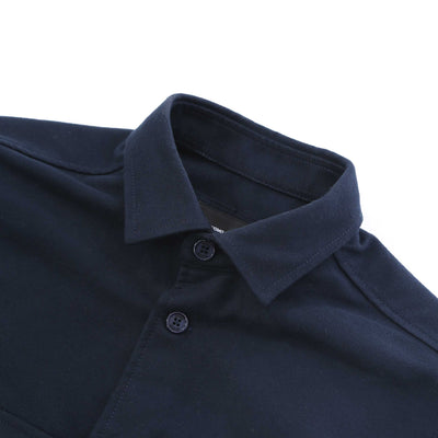 Remus Uomo Moleskin Overshirt in Navy Collar