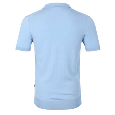Remus Uomo Open Collar Polo Shirt in Sky Blue