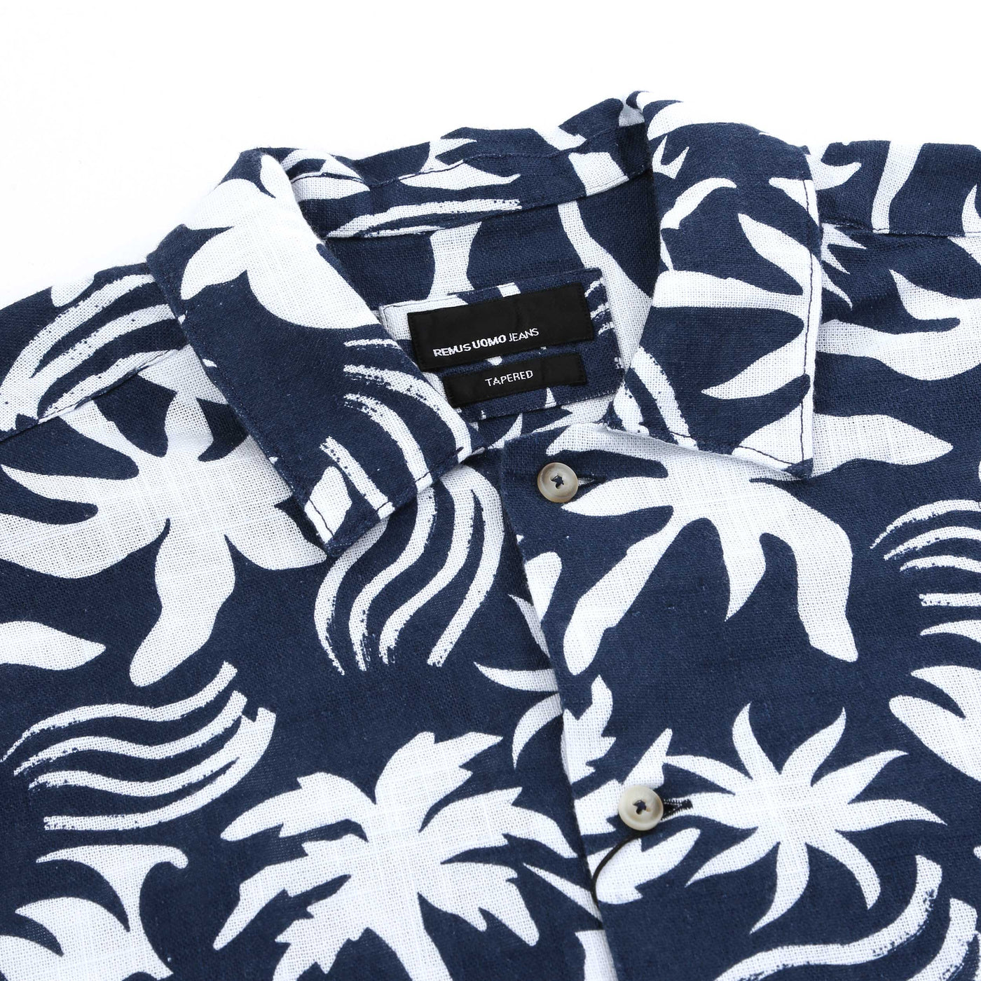 Remus Uomo Paolo Beach SS Shirt in Navy Collar