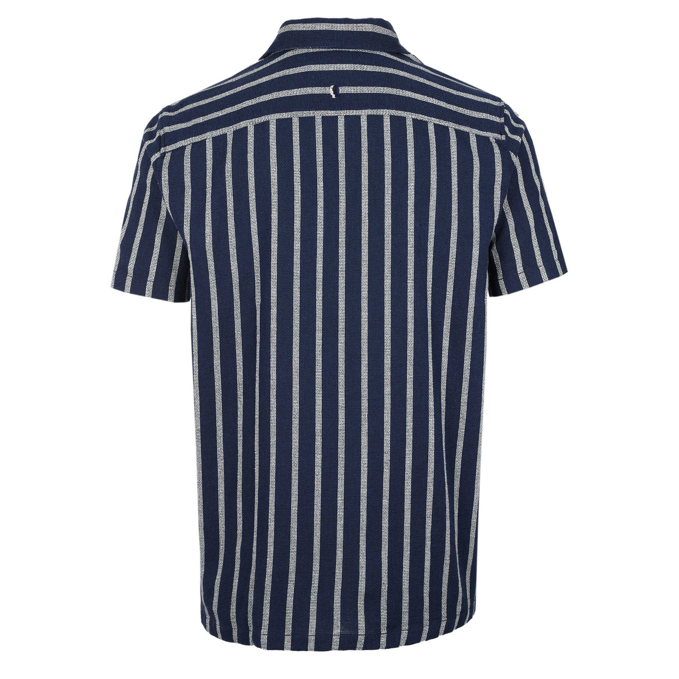 Remus Uomo Paolo Chalk Stripe SS Shirt in Navy Back