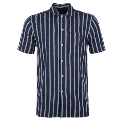 Remus Uomo Paolo Chalk Stripe SS Shirt in Navy