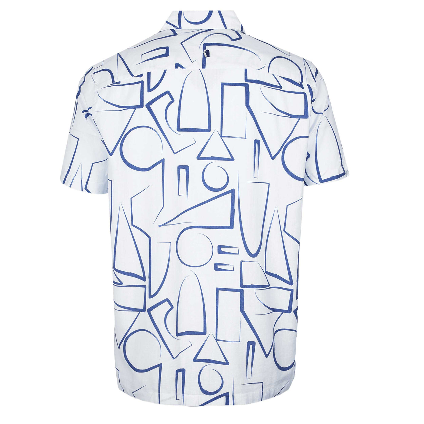 Remus Uomo Paolo Geometric SS Shirt in White & Blue Back