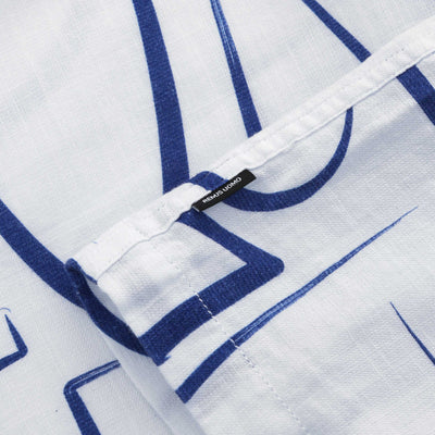 Remus Uomo Paolo Geometric SS Shirt in White & Blue Logo Tab