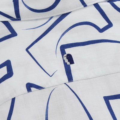 Remus Uomo Paolo Geometric SS Shirt in White & Blue Logo