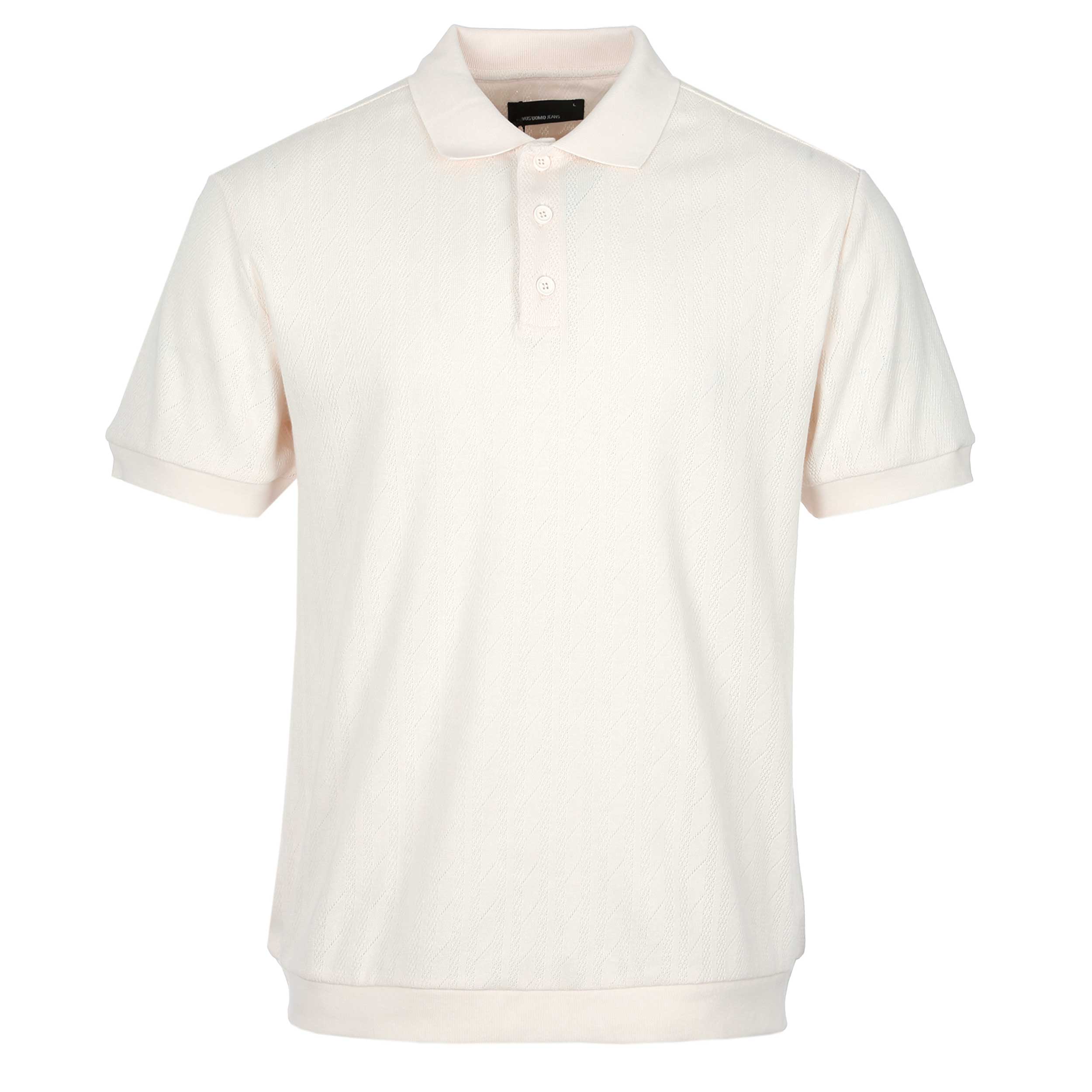 Remus Uomo Plain Jacquard Polo Shirt in Ivory