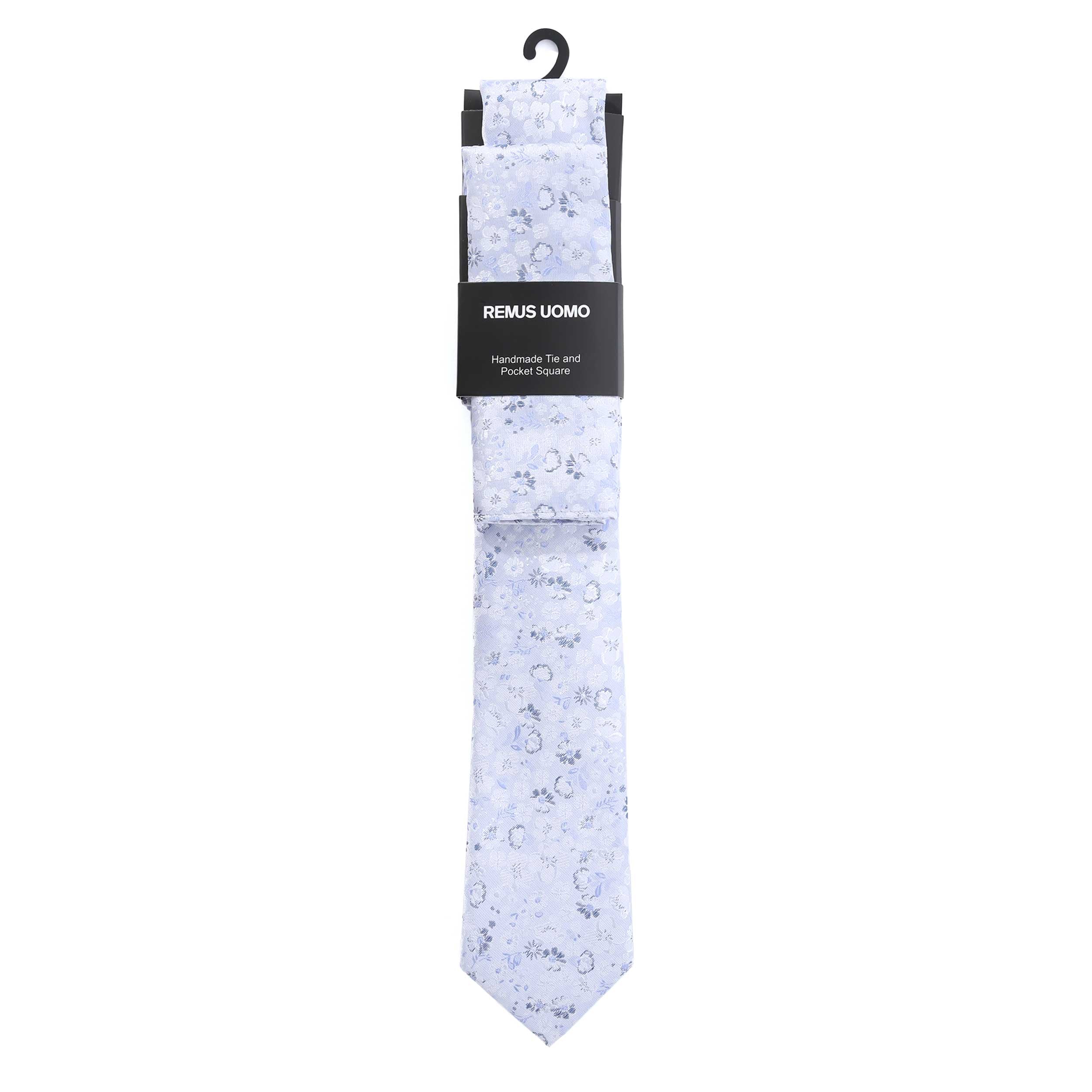 Remus Uomo Small Floral Tie & Hank Set in Lilac