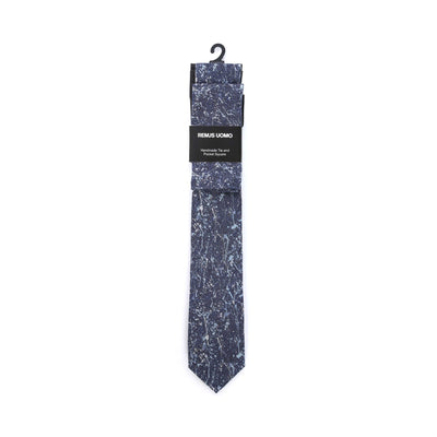 Remus Uomo Splatter Tie & Hank Set in Navy