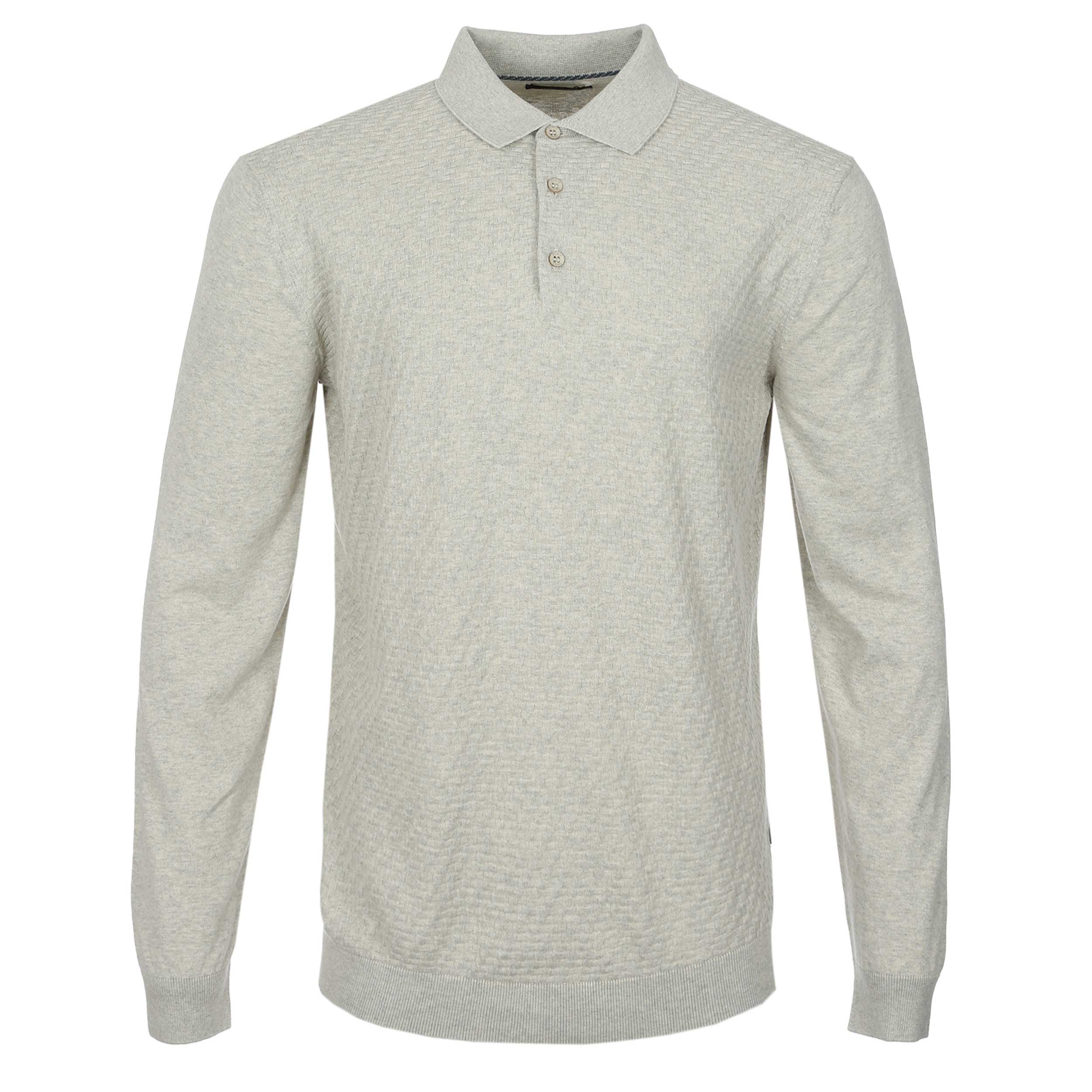 Remus Uomo Texture Knitted Polo in Natural