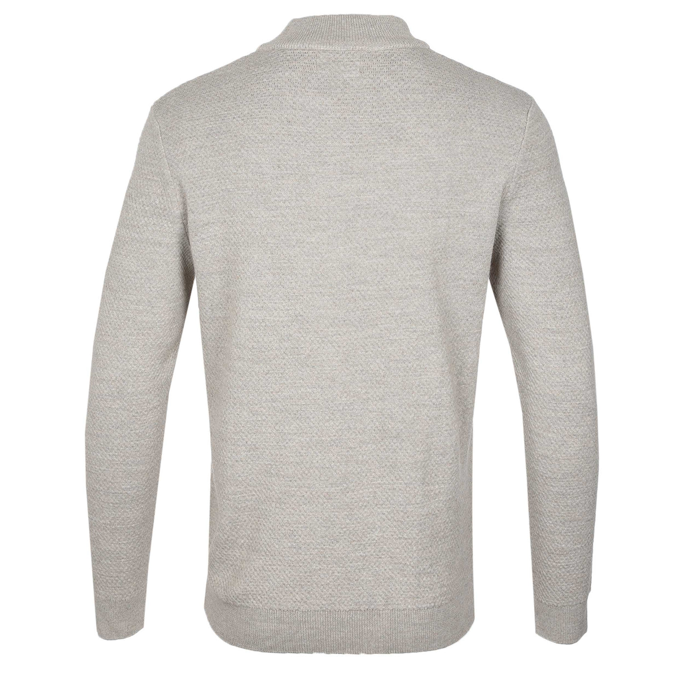 Remus Uomo Waffle Quarter Zip Knitwear in Beige Back