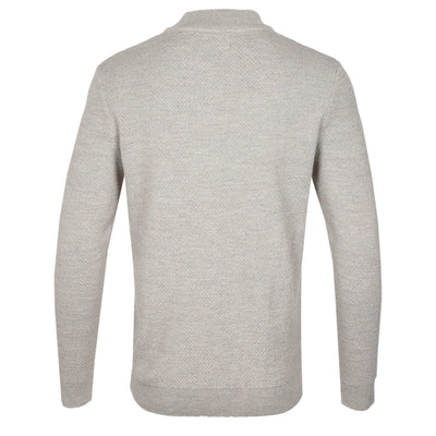 Remus Uomo Waffle Quarter Zip Knitwear in Beige Back