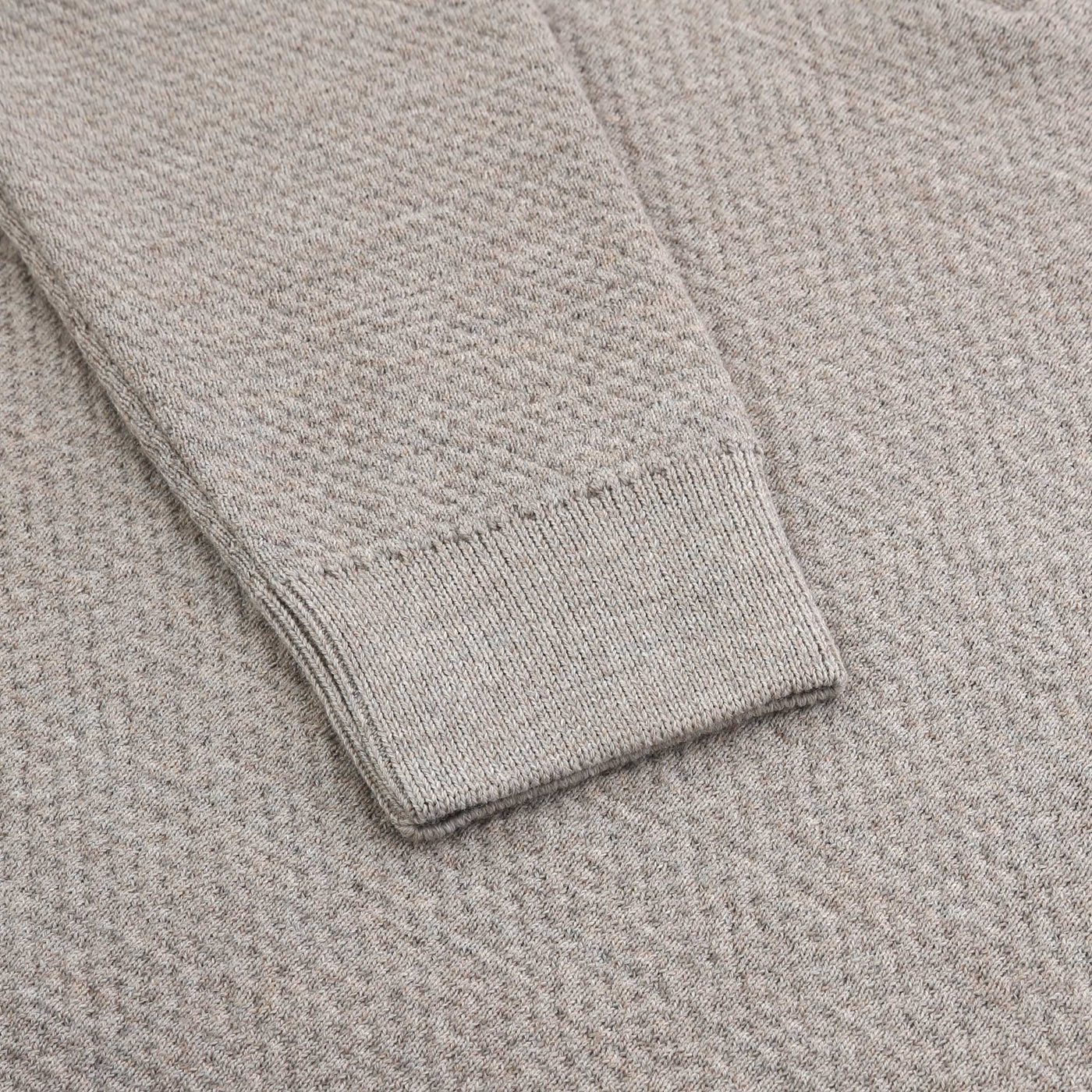 Remus Uomo Waffle Quarter Zip Knitwear in Beige Cuff