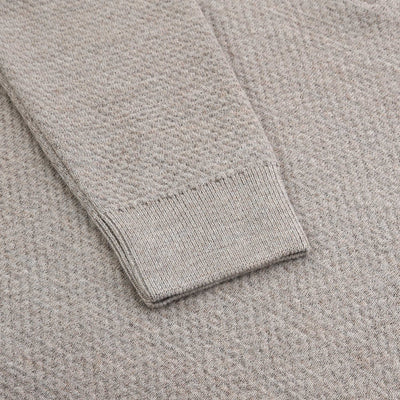 Remus Uomo Waffle Quarter Zip Knitwear in Beige Cuff