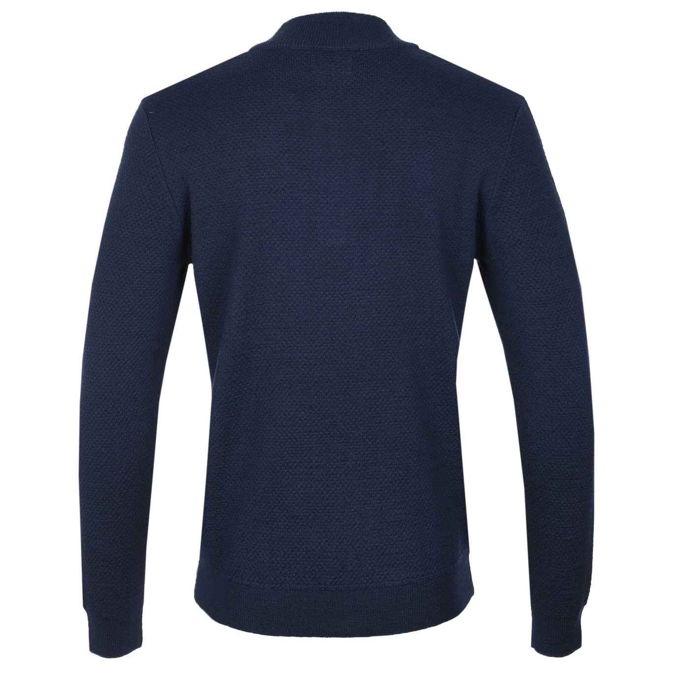 Remus Uomo Waffle Quarter Zip Knitwear in Navy Back