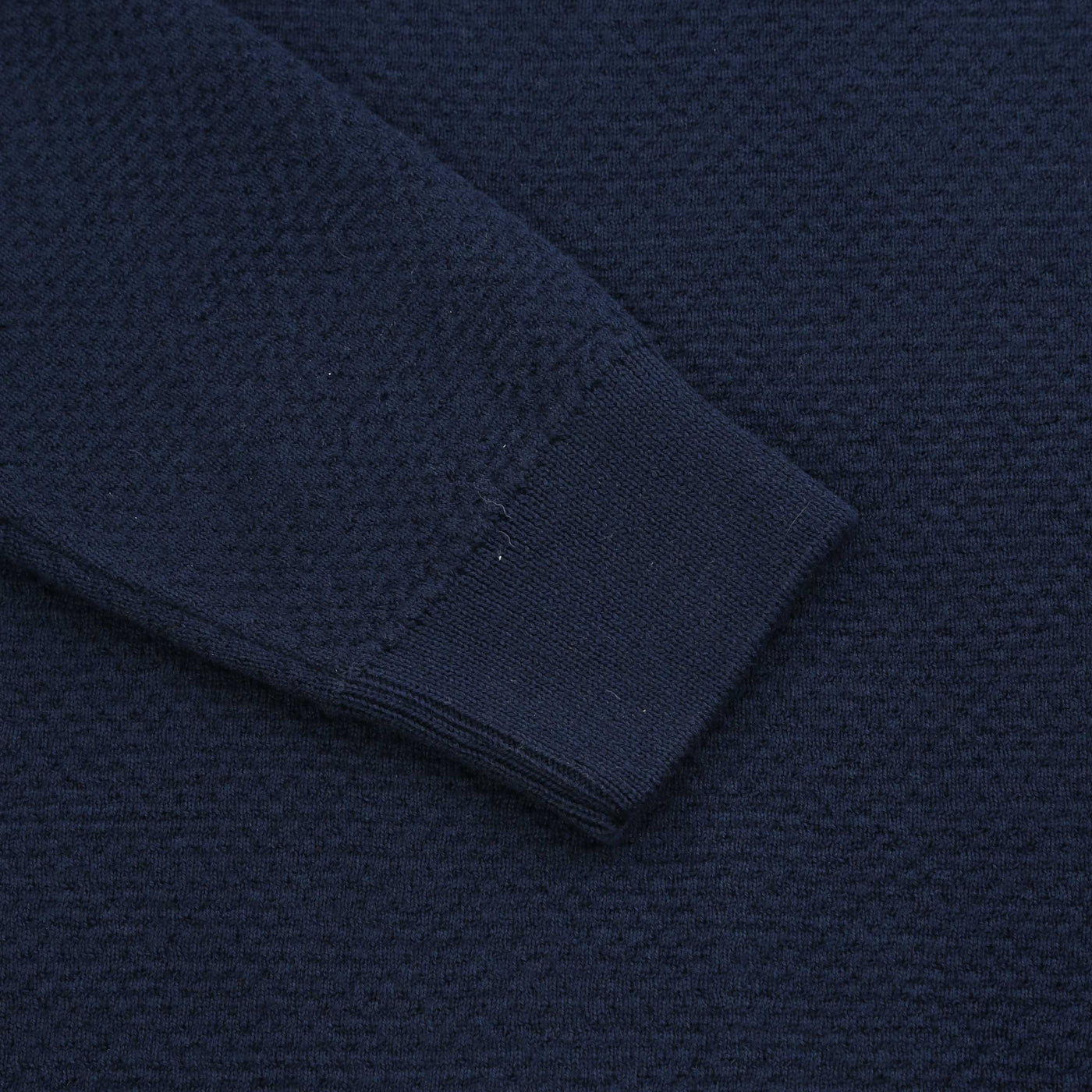 Remus Uomo Waffle Quarter Zip Knitwear in Navy Cuff