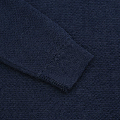 Remus Uomo Waffle Quarter Zip Knitwear in Navy Cuff