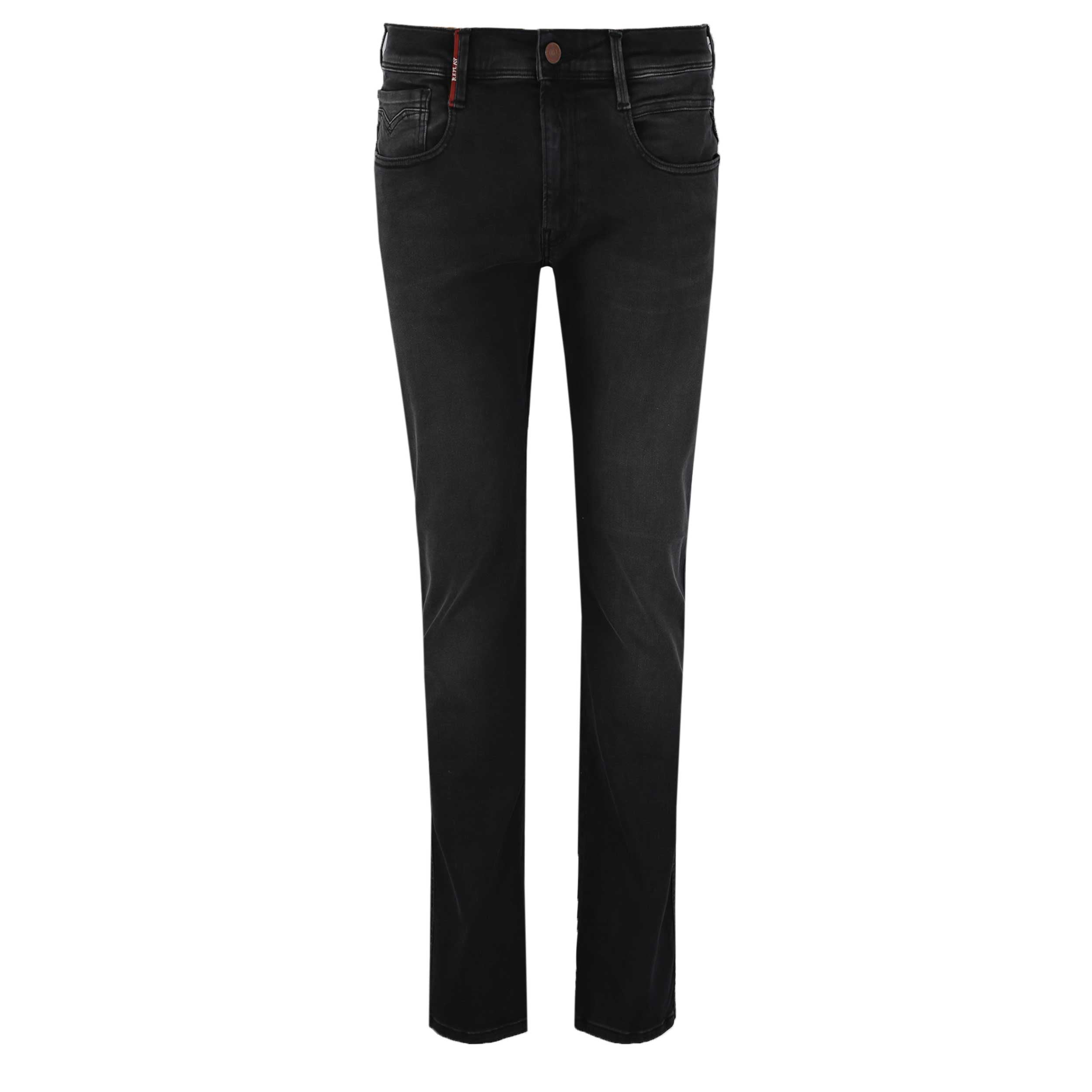 Replay Anbass Hyperflex Jean in Washed Black
