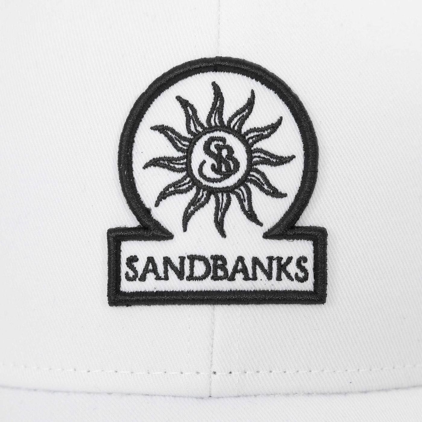 Sandbanks Badge Logo Cap in White Logo