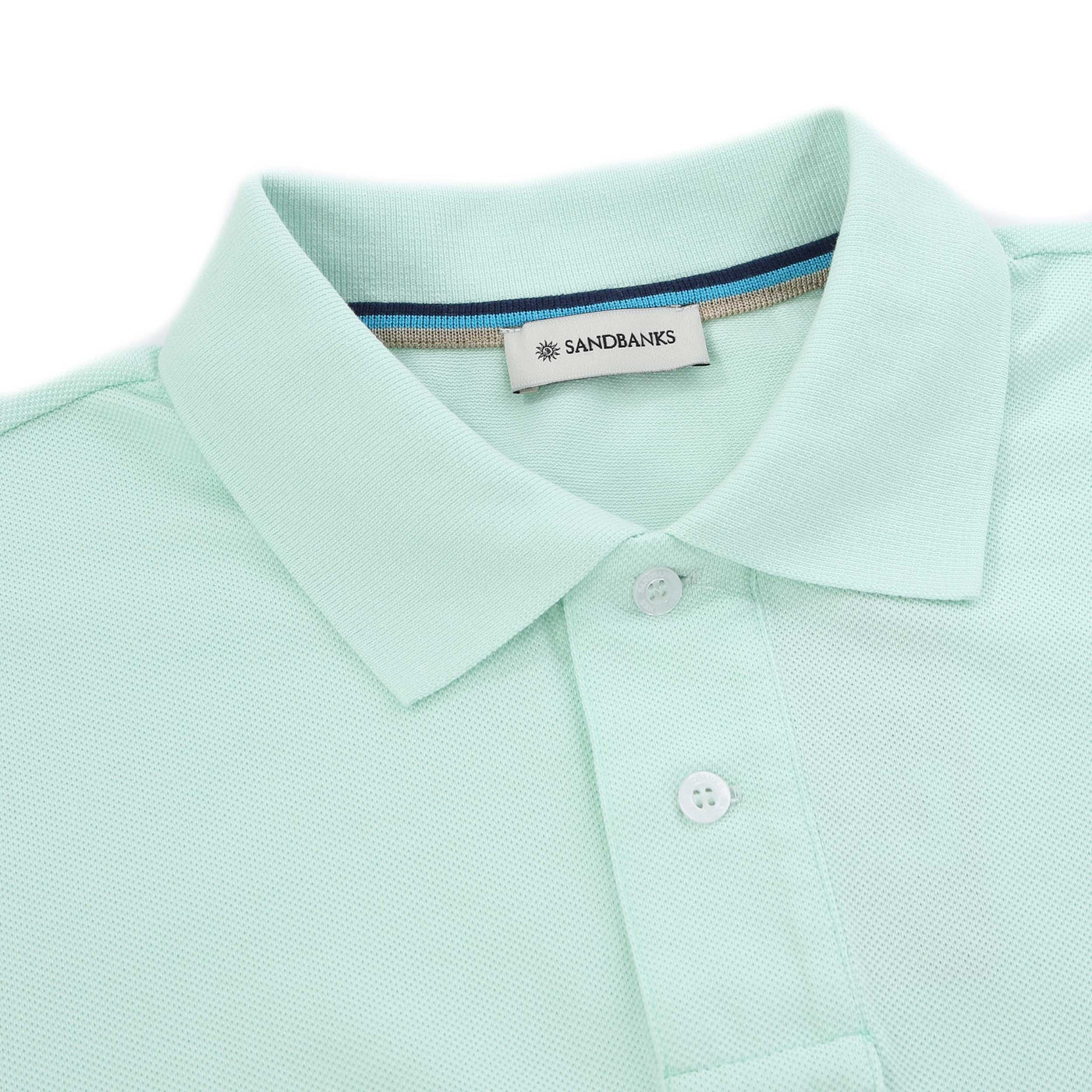 Sandbanks Badge Logo Polo Shirt in Mint Collar