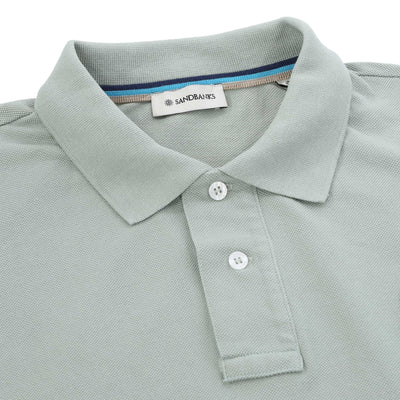 Sandbanks Badge Logo Polo Shirt in Sage Collar