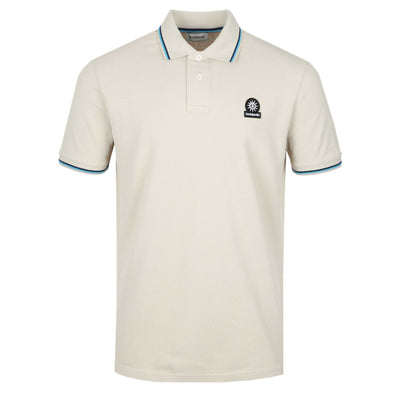 Sandbanks Badge Logo Tipped Polo Shirt in Stone