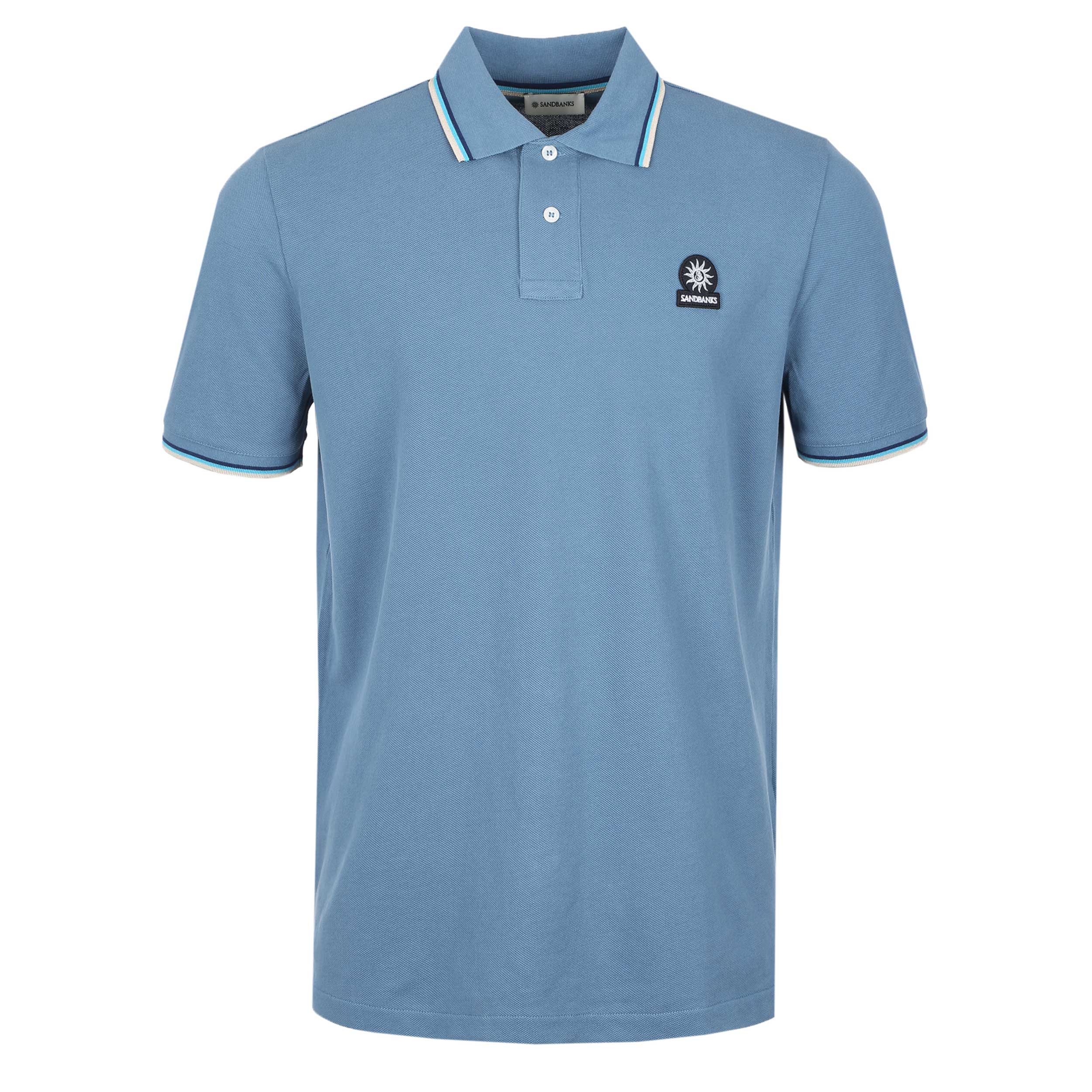 Sandbanks Badge Logo Tipped Polo Shirt in Teal