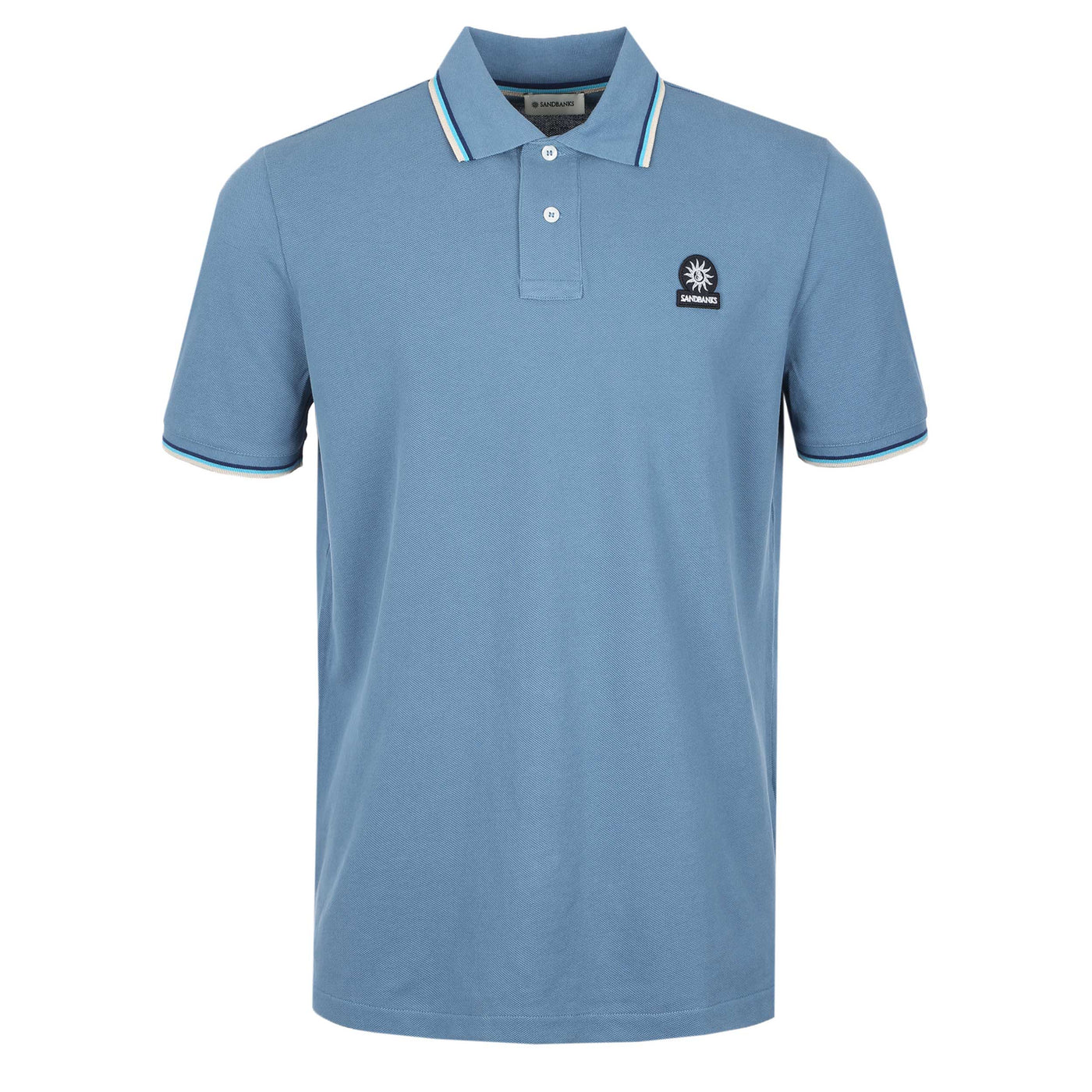 Sandbanks Badge Logo Tipped Polo Shirt in Teal Main