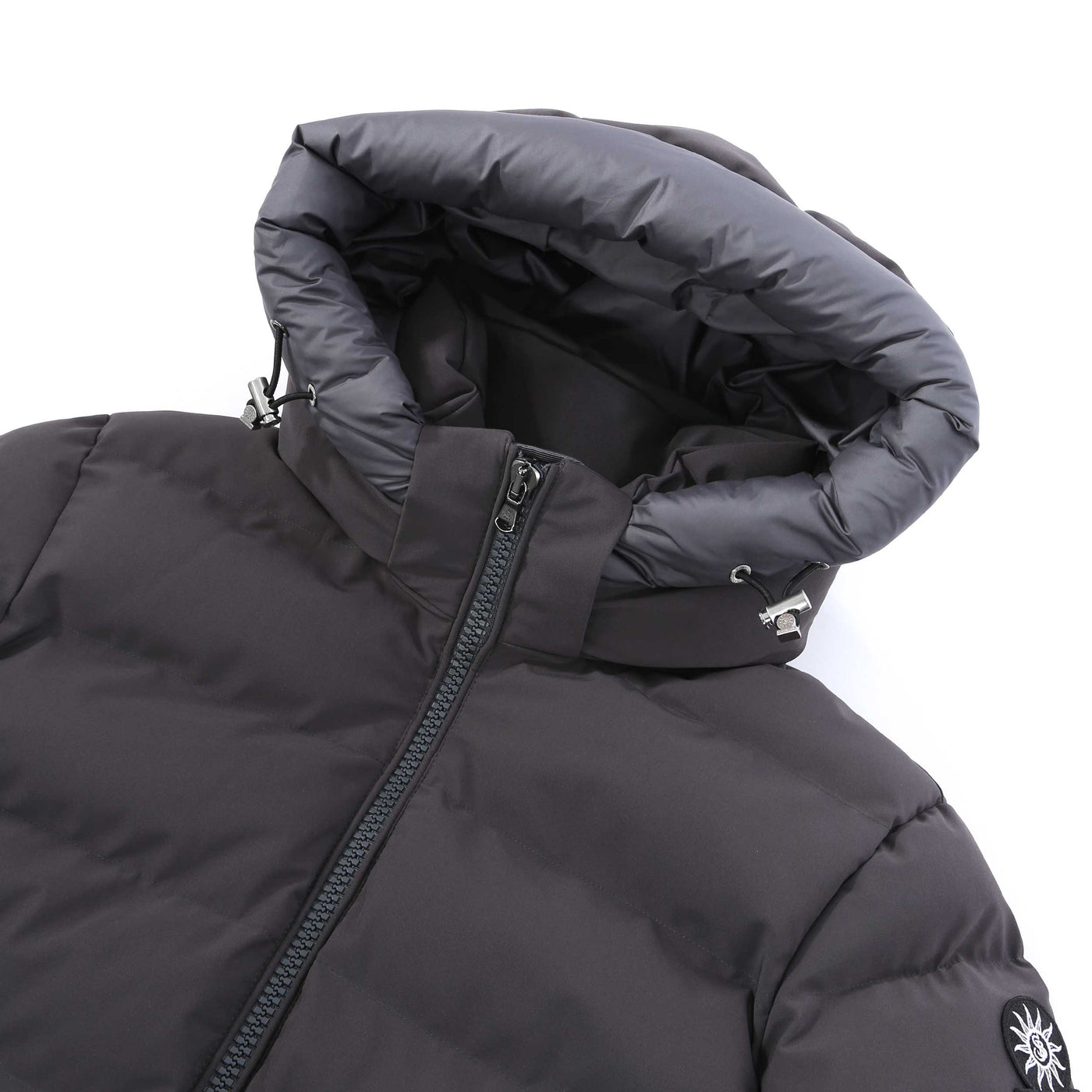 Sandbanks Banks Puffer Jacket in Charcoal Hood