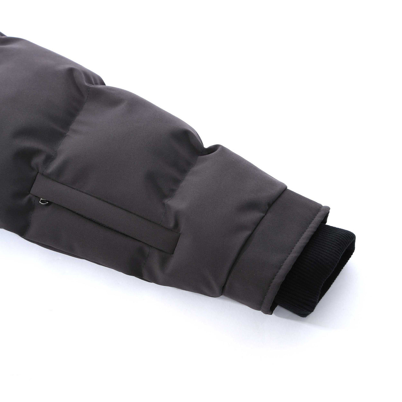 Sandbanks Banks Puffer Jacket in Charcoal Sleeve Zip