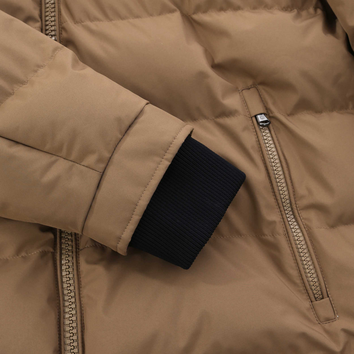 Sandbanks Banks Puffer Jacket in Light Brown Cuff