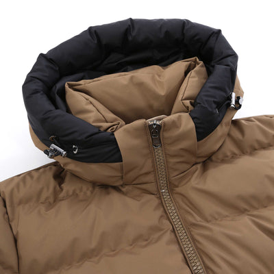 Sandbanks Banks Puffer Jacket in Light Brown Hood