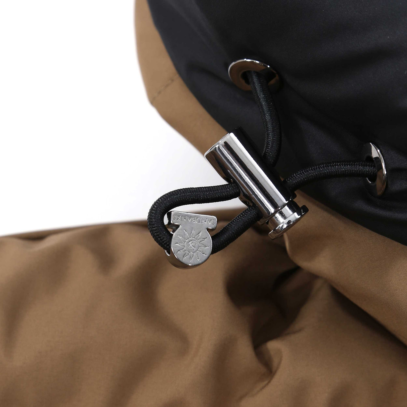 Sandbanks Banks Puffer Jacket in Light Brown Toggle