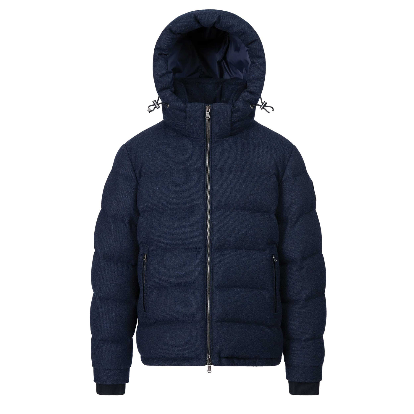 Sandbanks Banks Wool Puffer Jacket in Navy Front