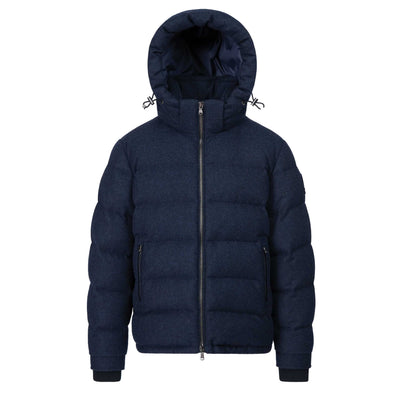 Sandbanks Banks Wool Puffer Jacket in Navy Front