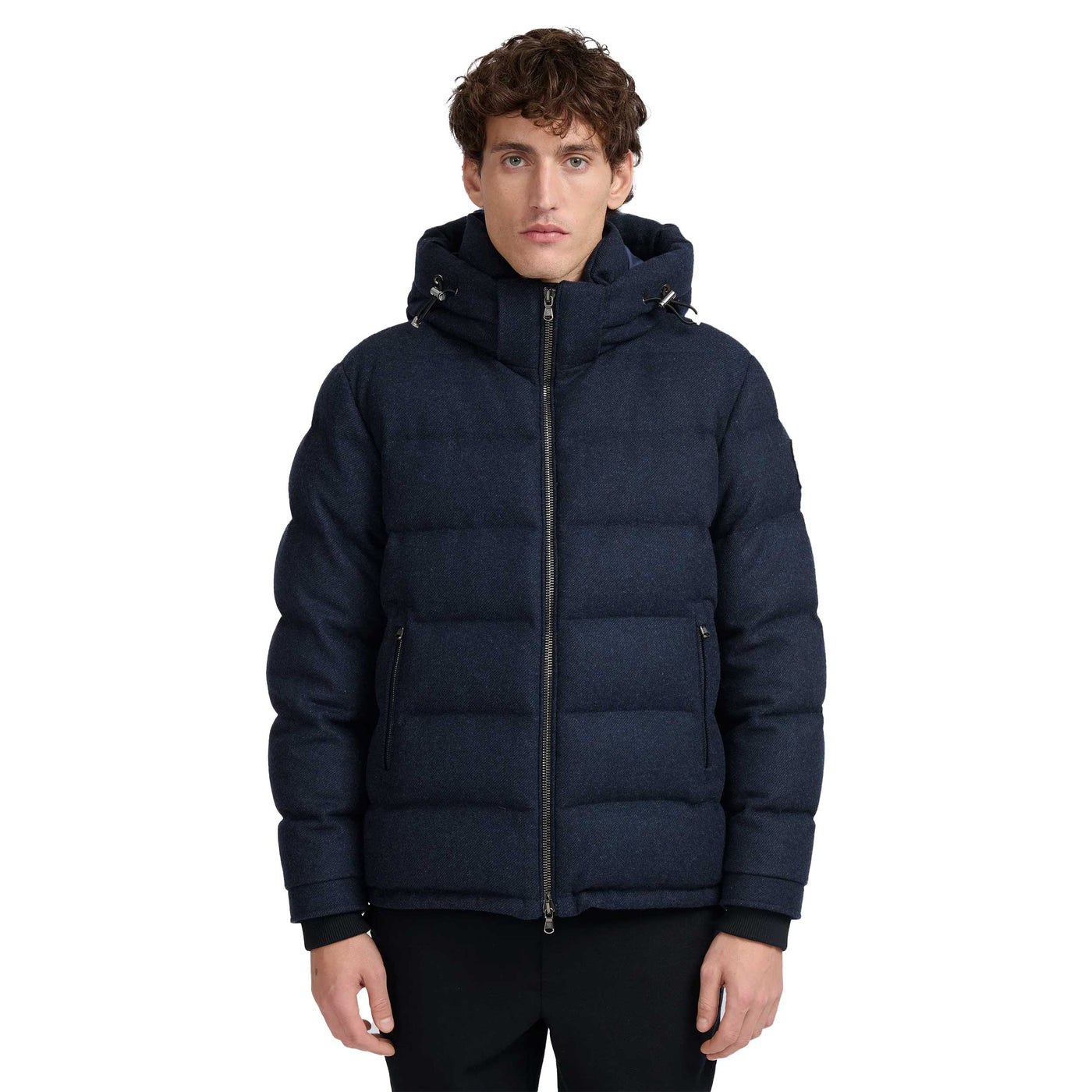 Sandbanks Banks Wool Puffer Jacket in Navy Model