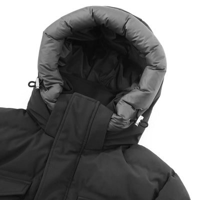 Sandbanks Branksome Long Puffer Jacket in Charcoal Hood